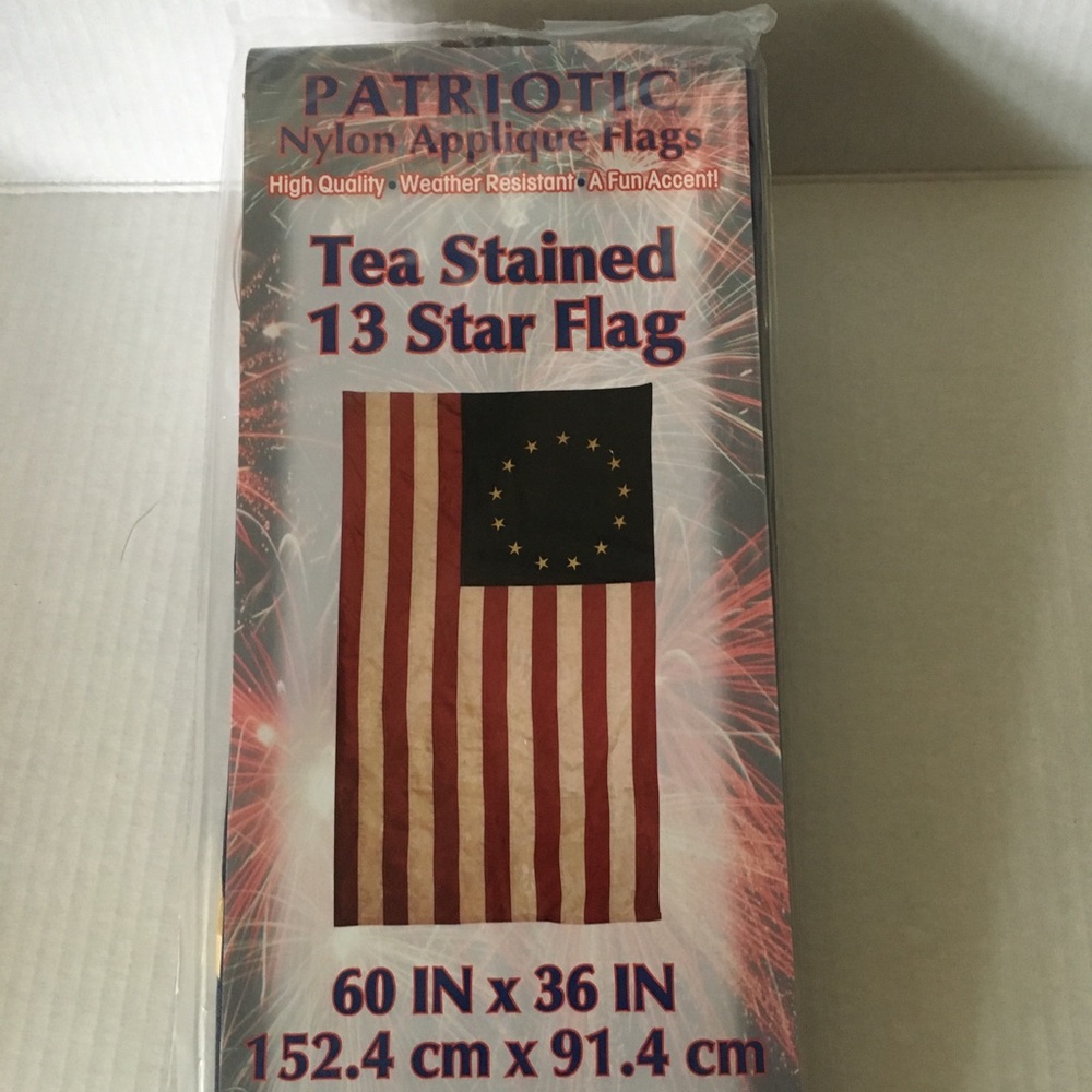 NWT 13 Star Tea Stained American Flag, 60” x 36”